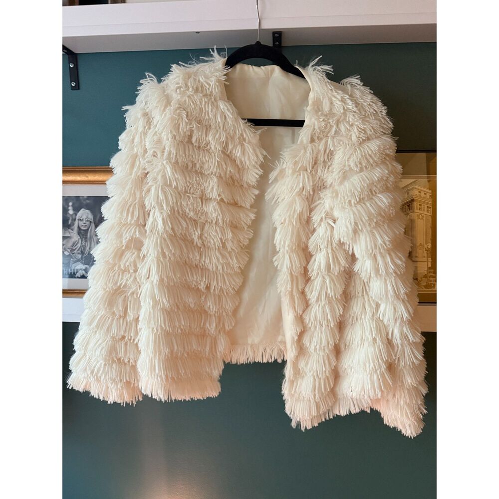 White/Cream Boho Shaggy Faux Fur Jacket